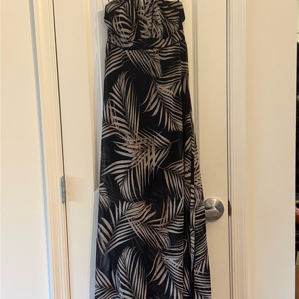 White House Black Market Strapless Black and Cream Dress